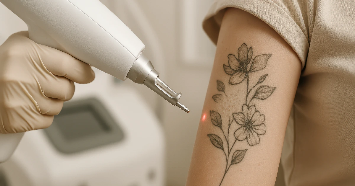 A Women Receiving Laser Tattoo Removal In Avon, CT